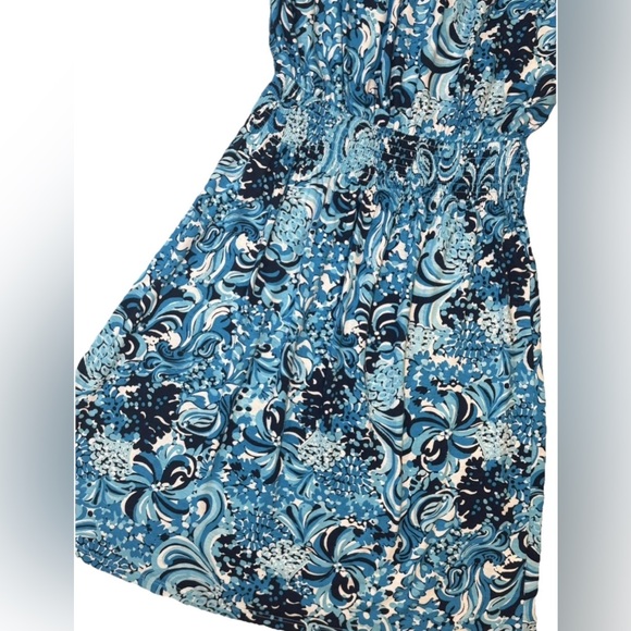 Lilly Pulitzer Clarette Flutter Sleeve Dress Mermazing Blue Sz M Vacation $128 - Picture 8 of 14